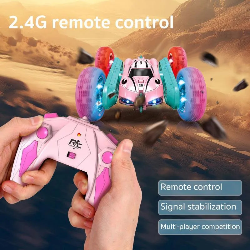 YOTOY Pink RC Car Double Sided 360°Flip Stunt Car for Girls - YOTOY