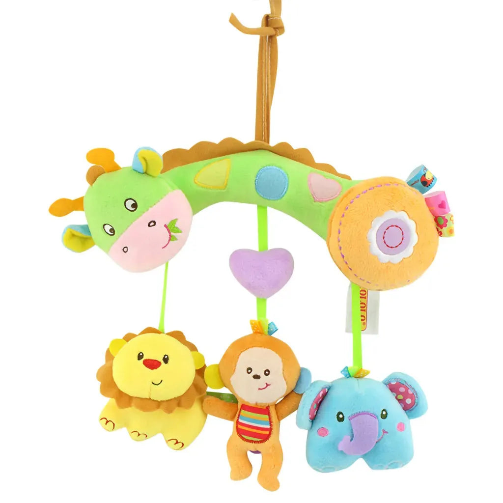 YOTOY Plush Cartoon Animal Car Seat Crib Attachment with Safety Harness - Adorable Baby Toy - YOTOY