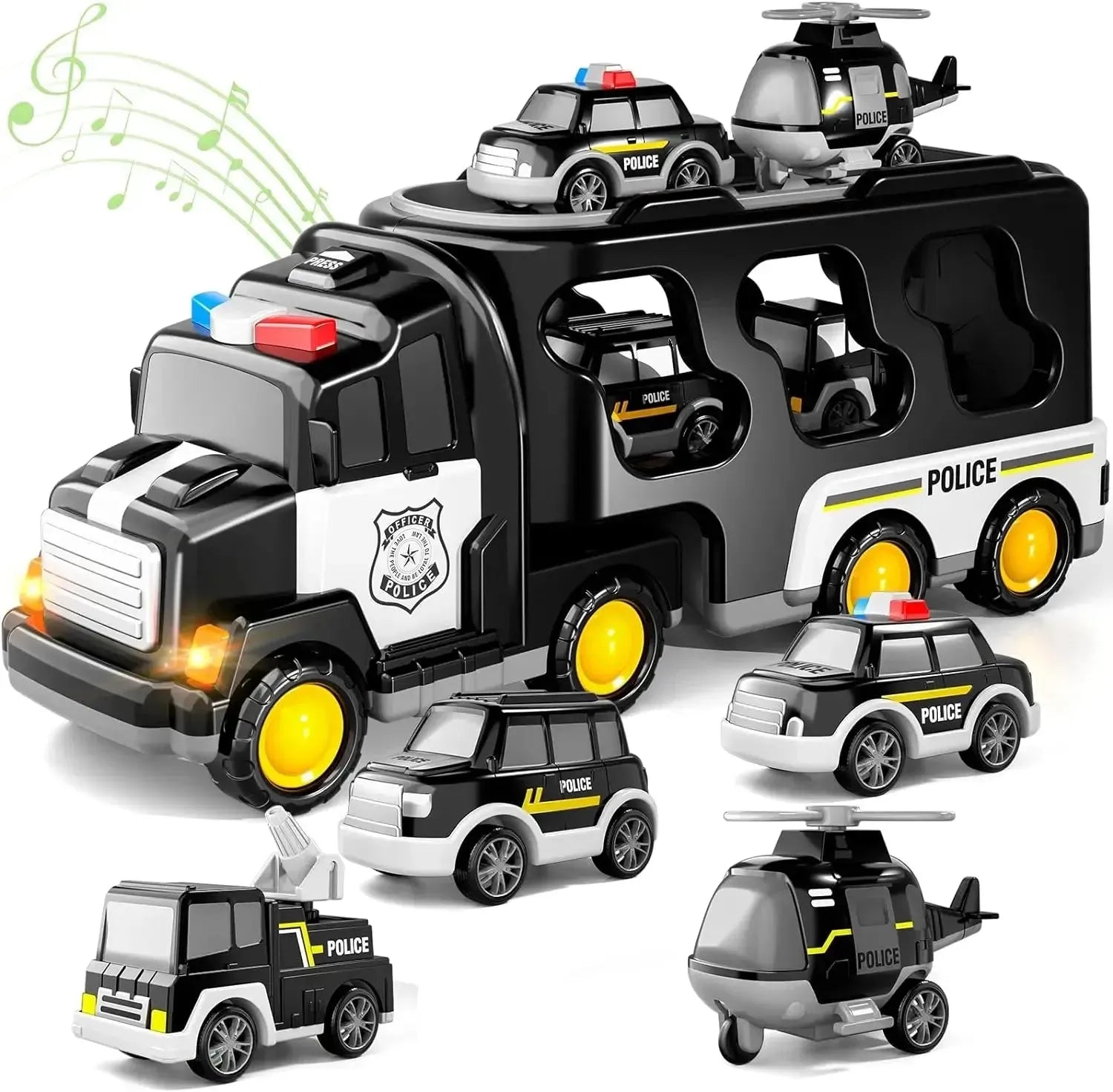 YOTOY Police Truck Toys Toddlers 3 4 5 6 Years Old, 5 in 1 Truck Friction Power Toy Car Christmas Birthday Gifts for Boys & Girls 3-5 - YOTOY