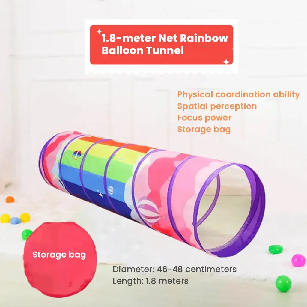 YOTOY Rainbow Sensory Tunnel for Kids - Baby & Toddler Play Tube for Crawling & Exercise (Hot Air Balloon Design) - YOTOY