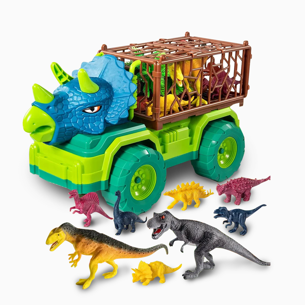 YOTOY Robot Dinosaur Head Carrier Truck Set Toddler Dinosaur Transport Car Toys for Kids with Play Mat Dino Figures Dinosaur Eggs - YOTOY