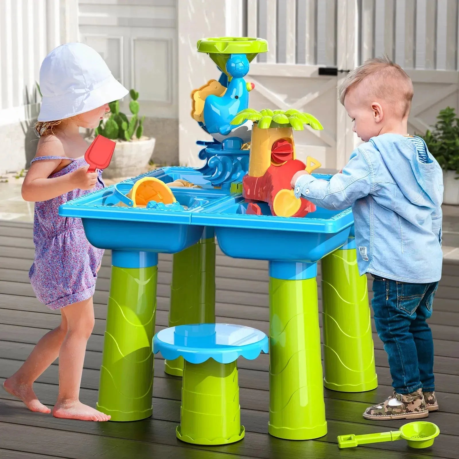 YOTOY Sandbox Table Kids Activity Sensory Play Table Summer Outdoor Toys for Toddler Boys Girls - YOTOY