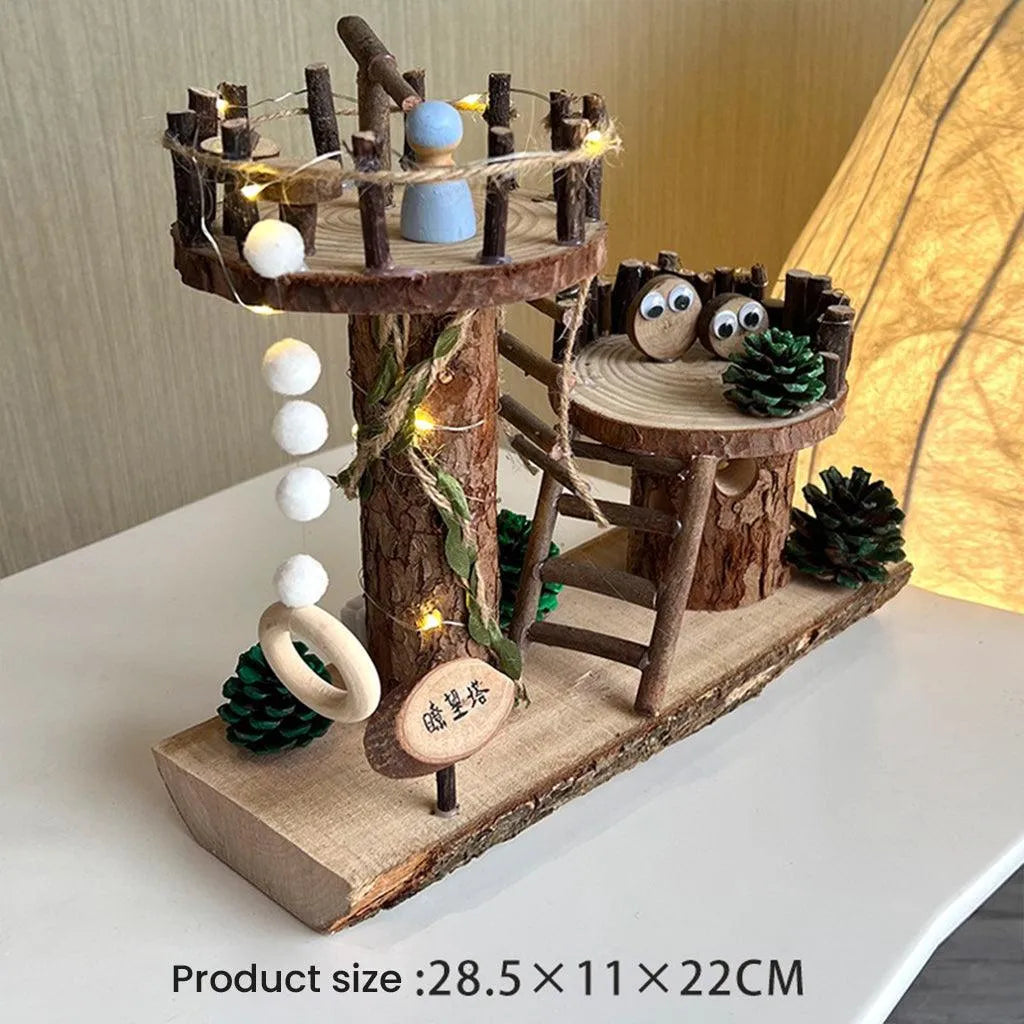 YOTOY Small Tree House Woodworking Diy Handmade Material Package Full Set - YOTOY