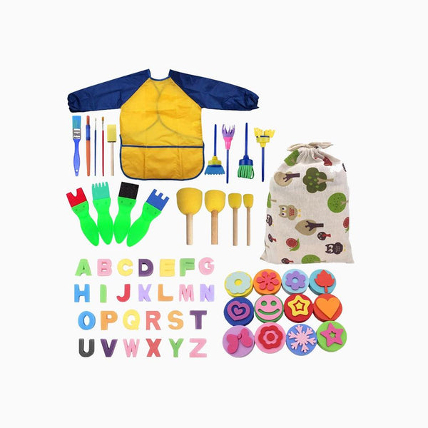 YOTOY Sponge Brush Painting Set With Cloth Bag For Kids - YOTOY