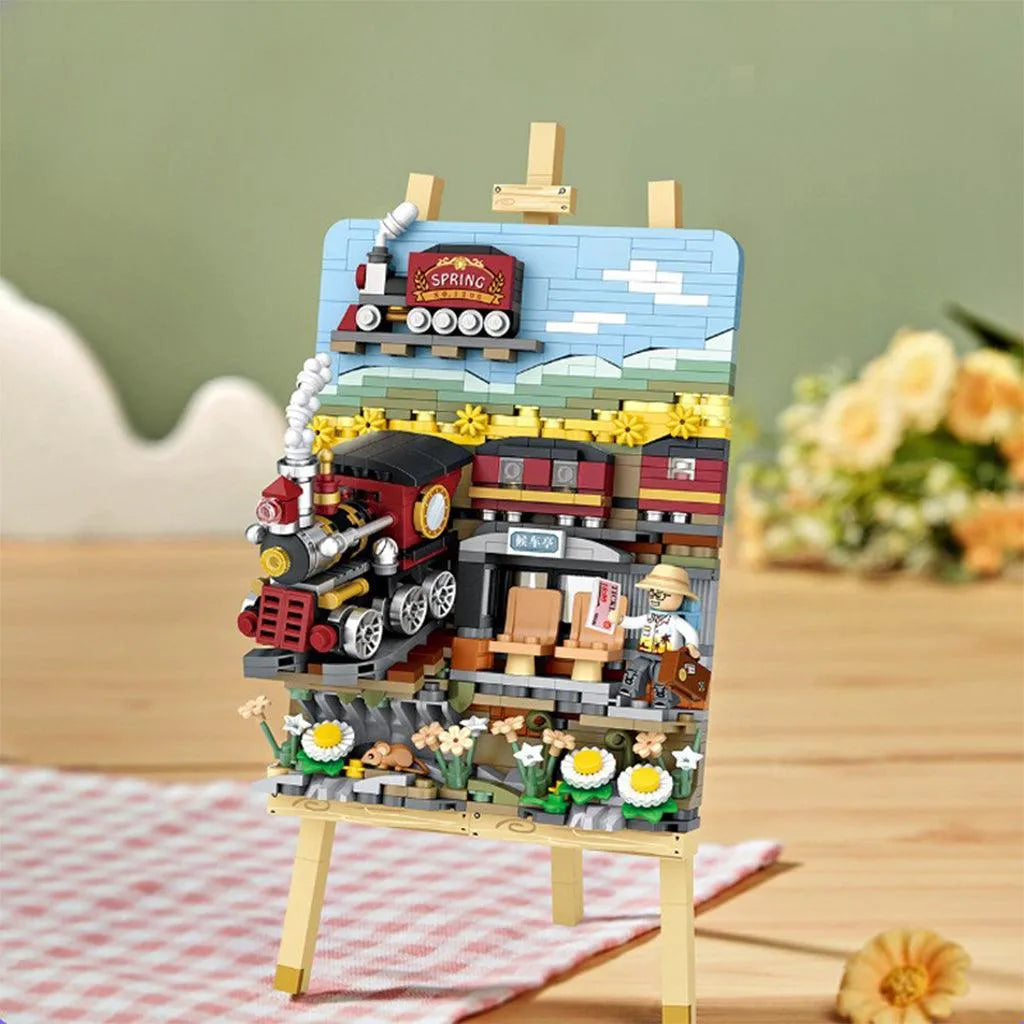 YOTOY Spring Train 3d Painting Small Particle Building Blocks - YOTOY