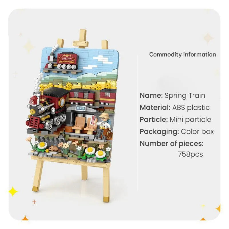 YOTOY Spring Train 3d Painting Small Particle Building Blocks - YOTOY