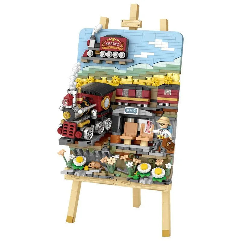 YOTOY Spring Train 3d Painting Small Particle Building Blocks - YOTOY