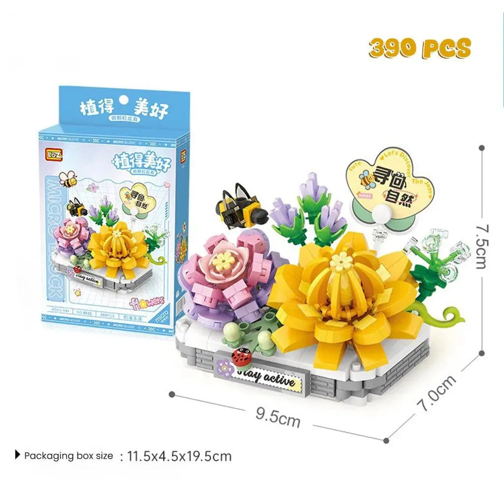 YOTOY Succulent Plants And Flowers Potted Small Particles Assembly Building Blocks - YOTOY