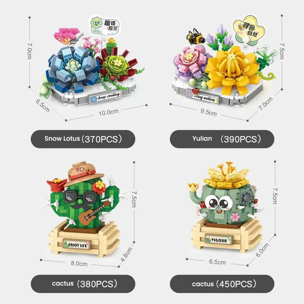 YOTOY Succulent Plants And Flowers Potted Small Particles Assembly Building Blocks - YOTOY