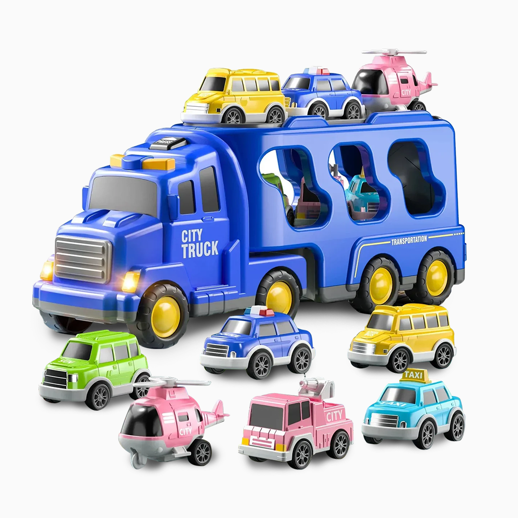 YOTOY Toddler toy truck for 23456789 years old boy and girl, city set car 7 in 1, christmas gift - YOTOY