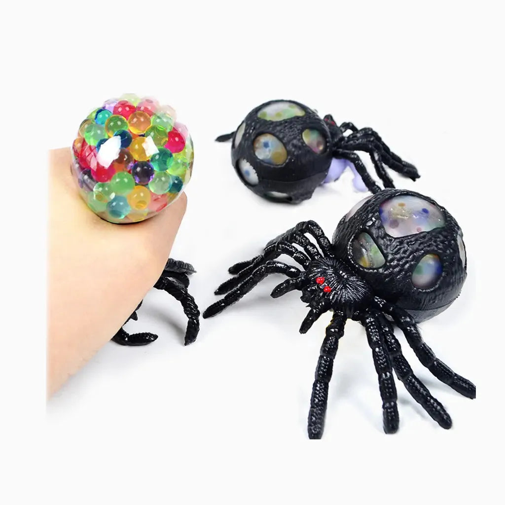 YOTOY TPR Squeeze Stress Relief Toy - Squishy Bead Grape Ball Halloween Jumbo Spider Sensory Fidget Fun - YOTOY