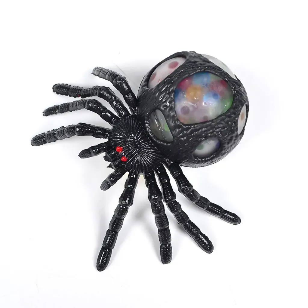 YOTOY TPR Squeeze Stress Relief Toy - Squishy Bead Grape Ball Halloween Jumbo Spider Sensory Fidget Fun - YOTOY