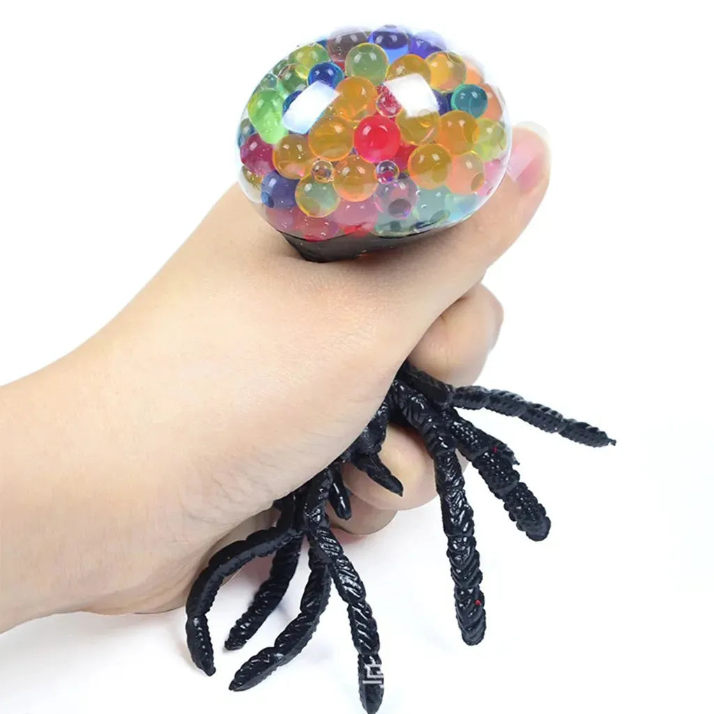 YOTOY TPR Squeeze Stress Relief Toy - Squishy Bead Grape Ball Halloween Jumbo Spider Sensory Fidget Fun - YOTOY