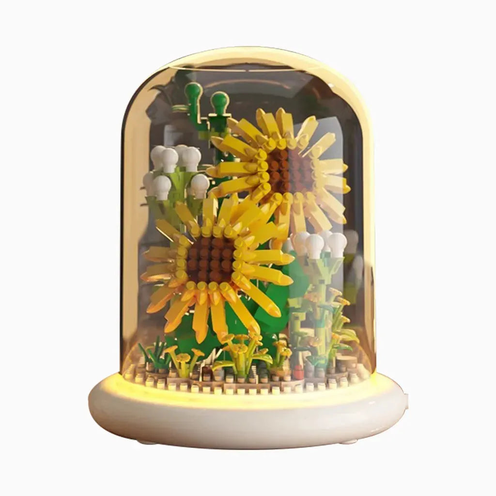 YOTOY Valentine'S Day Gift Assembly Building Blocks Eternal Flower With Light Dust Cover And Base - YOTOY