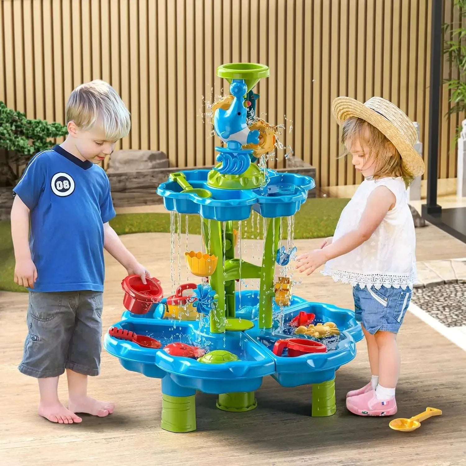 YOTOY Water Table for Kids 3-5, Outdoor Toys Kids Beach Toys Water Sensory Table for Toddler Boys Girls Age 3 4 5 6 7 years old - YOTOY