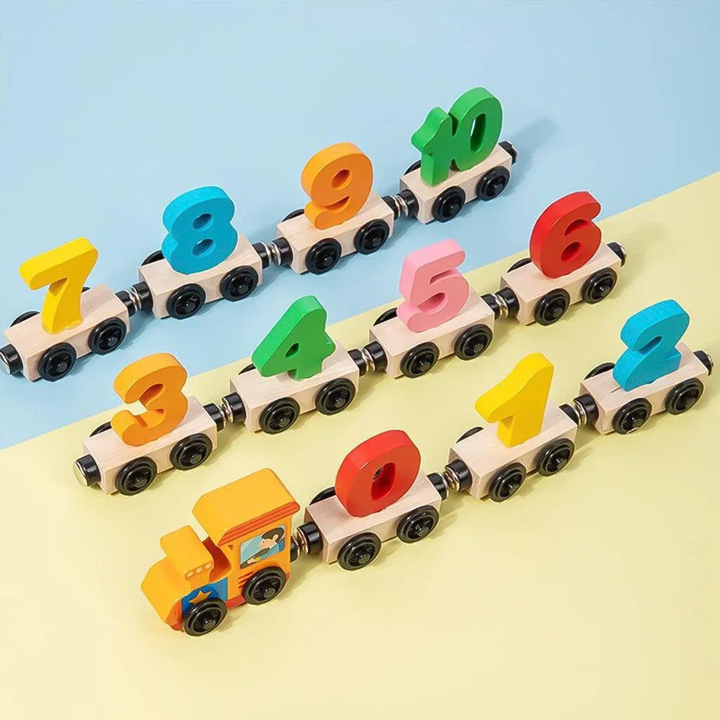 YOTOY Wooden Magnetic Digital Train To Pull Building Blocks - YOTOY