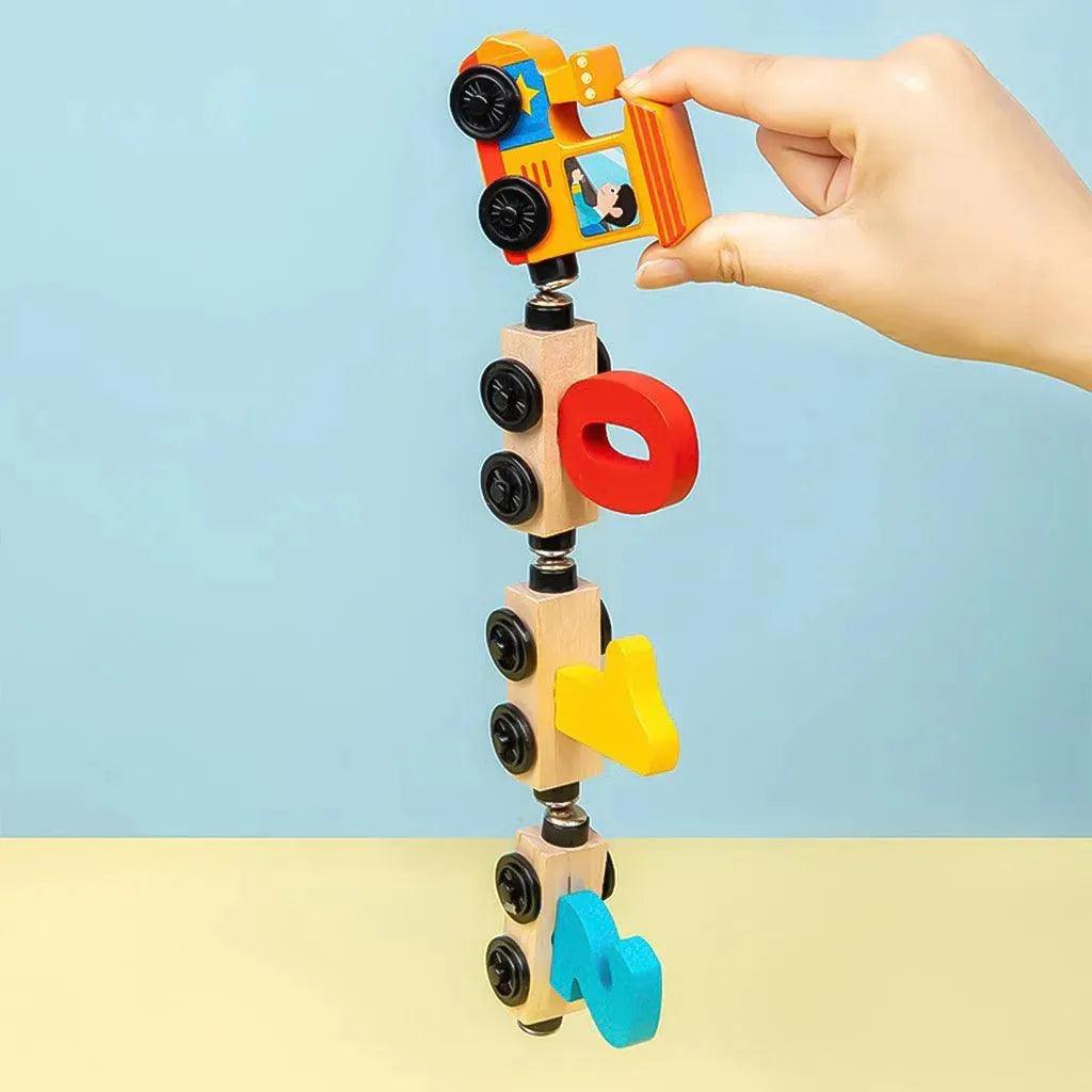 YOTOY Wooden Magnetic Digital Train To Pull Building Blocks - YOTOY