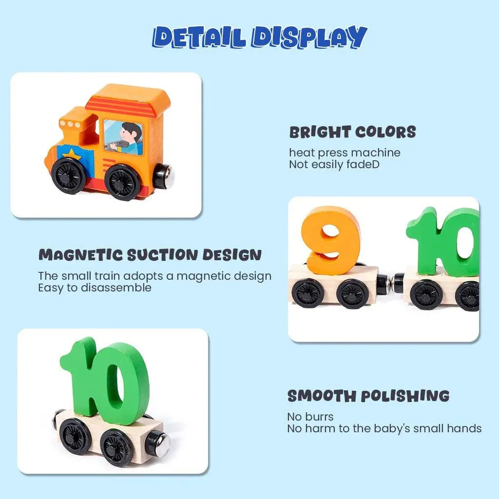 YOTOY Wooden Magnetic Digital Train To Pull Building Blocks - YOTOY