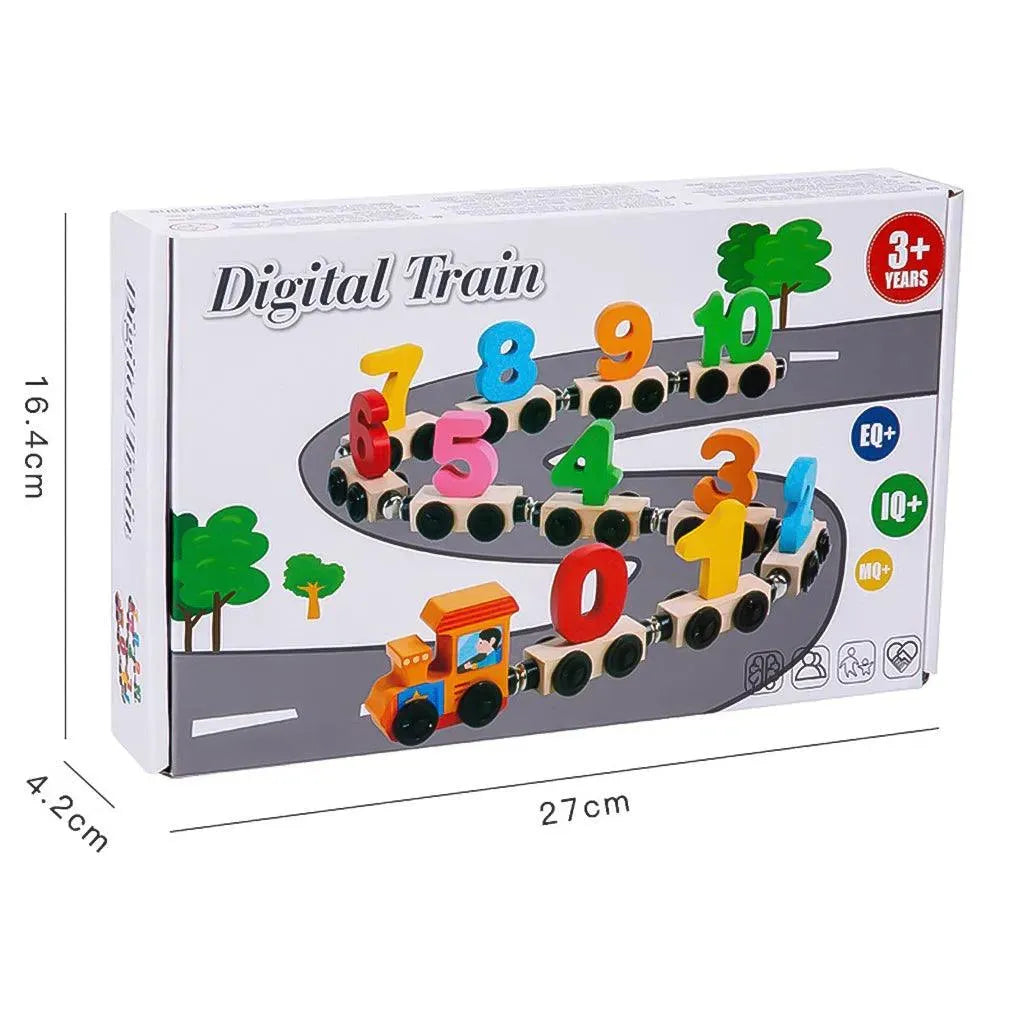 YOTOY Wooden Magnetic Digital Train To Pull Building Blocks - YOTOY